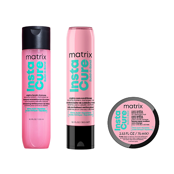 Pachet par deteriorat instacure buil-a-bond - sampon 300ml, balsam 300ml, crema leave-in 75ml