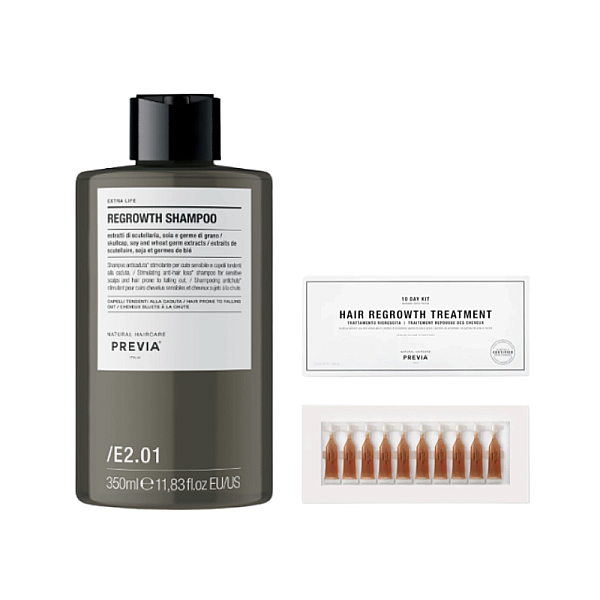 Pachete par anti-cadere extra life regrowth - sampon 350ml, tratament fiole 10x3ml