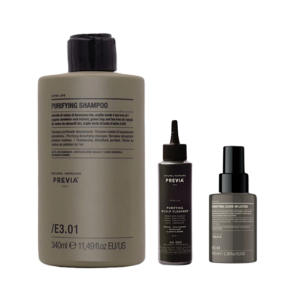 Pachet par anti-matreata extra life purifying - sampon 340ml, lotiune 100ml, peeling 100ml