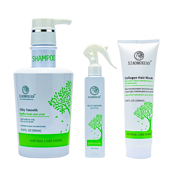 Pachet par deteriorat silky smooth - sampon 550ml, spray conditioner 200ml, masca colagen 260ml