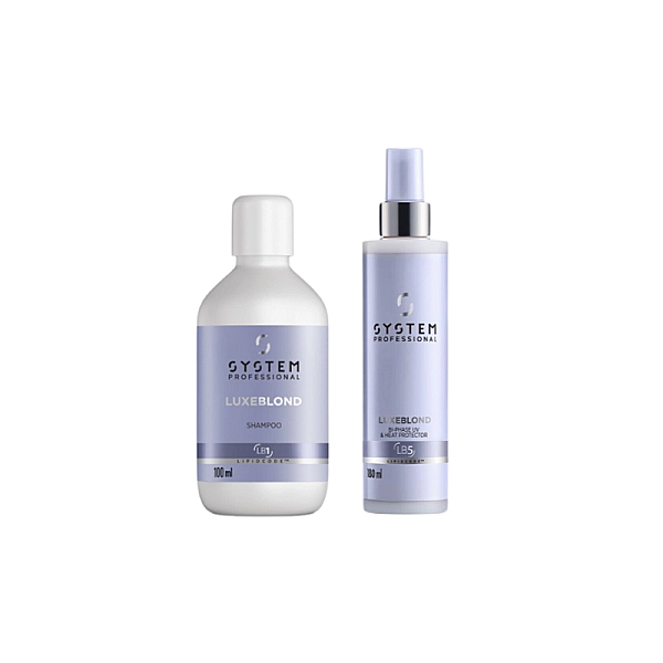Pachet pentru par blond luxe blond - sampon 100ml, protectie termica 180ml