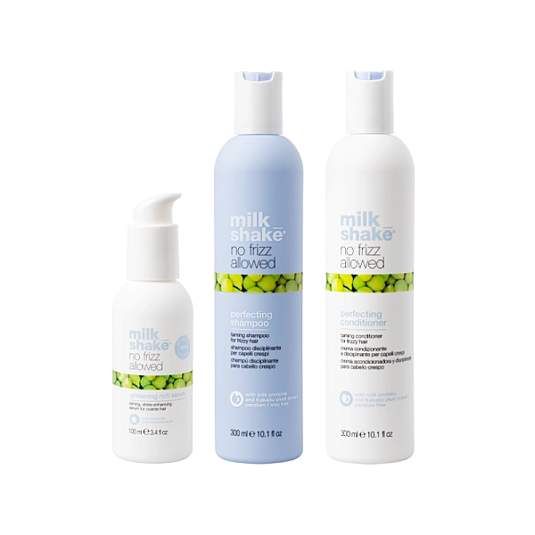 Pachet pentru netezirea parului no frizz allowed - sampon 300ml, balsam 300ml, ser 100ml