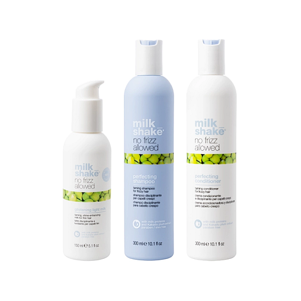 Pachet pentru netezirea parului no frizz allowed - sampon 300ml, balsam 300ml, crema 150ml