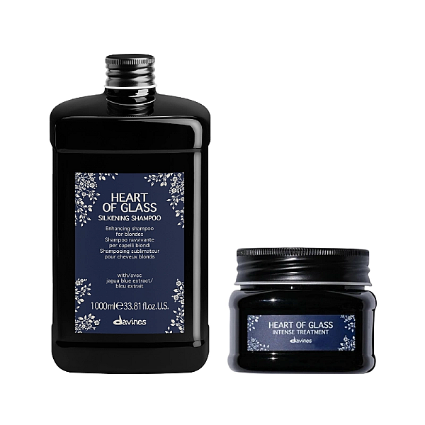 Set de hidratare pentru parul blond heart of glass - sampon 1000ml, tratament 150ml