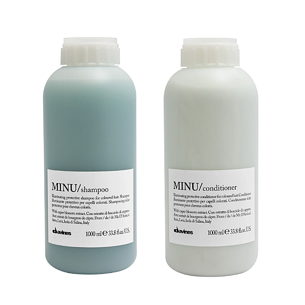 Set de stralucire pentru parul vopsit minu - sampon 1000ml, balsam 1000ml