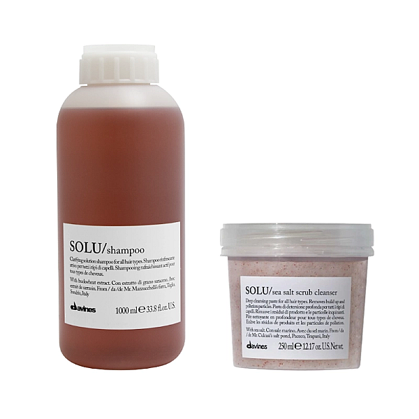 Set pentru curatarea profunda a parului solu - sampon 1000ml, scrub 250ml