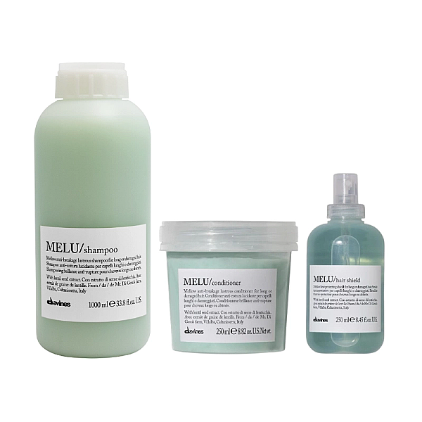 Set de prevenire a ruperii pentru parul deteriorat melu - sampon 1000ml, balsam 250ml, spray 250ml