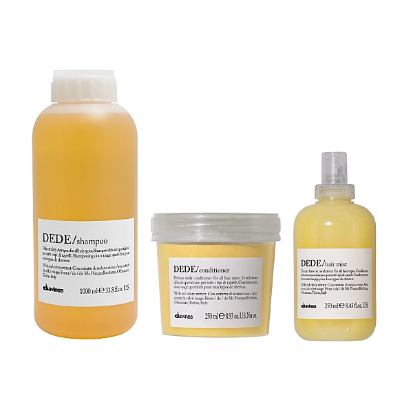Set pentru ingrijirea zilnica a parului dede - sampon 1000ml, balsam 250ml, spray leave-in 250ml