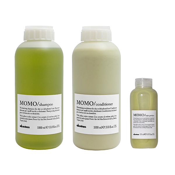 Set de hidratare pentru parul uscat momo - sampon 1000ml, balsam 1000ml, crema 150ml
