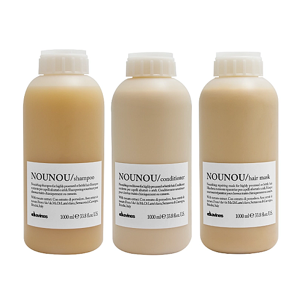 Set nutritie pentru parul uscat, tratat chimic nounou - sampon 1000ml, balsam 1000ml, masca 1000ml