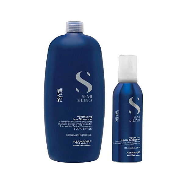 Pachet pentru volum semi di lino volumizing - sampon 1000ml, spuma-balsam 200ml