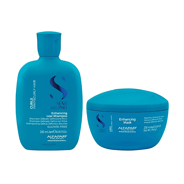 Pachet par cret sau ondulat semi di lino curls - sampon 250ml, masca 200ml