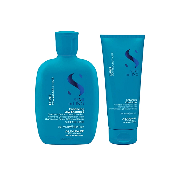 Pachet par cret sau ondulat semi di lino curls - sampon 250ml, balsam 200ml