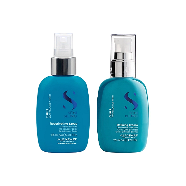 Pachet par cret sau ondulat semi di lino curls - crema 125ml, spray 125ml