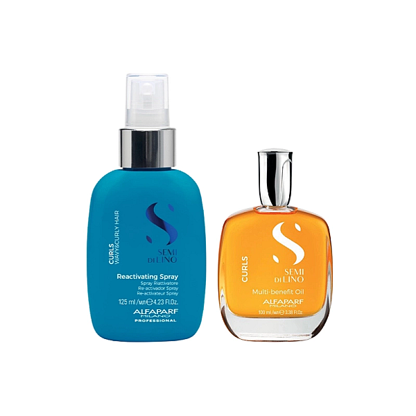 Pachet par cret sau ondulat semi di lino curls - spray 125ml, ulei 100ml