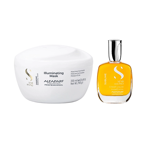 Pachet de stralucire par normal semi di lino - masca 200ml, ser 50ml