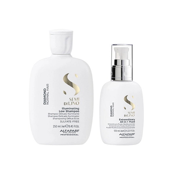 Pachet de stralucire par normal semi di lino - sampon 250ml, fluid leave-in 125ml