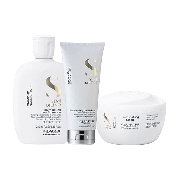 Pachet de stralucire par normal semi di lino - sampon 250ml, balsam 200ml, masca 200ml