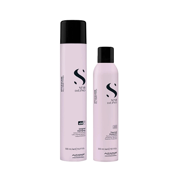Pachet styling semi di lino - protectie termica 300ml, fixativ 500ml
