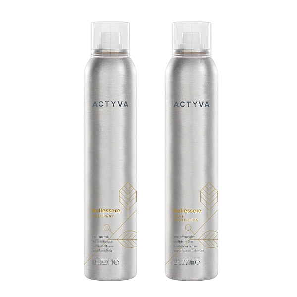 Pachet pentru par new actyva bellessere - fixativ fixare medie 200ml, protectie termica 200ml