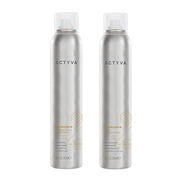 Pachet pentru par new actyva bellessere - fixativ uscare rapida 200ml, protectie termica 200ml