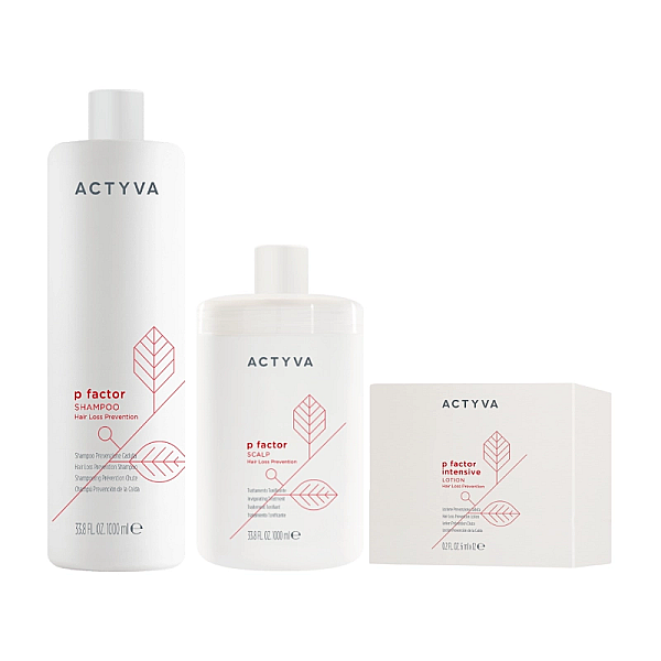Pachet impotriva caderii parului new actyva p factor - sampon 1000ml, masca 1000ml, fiole 12x6ml