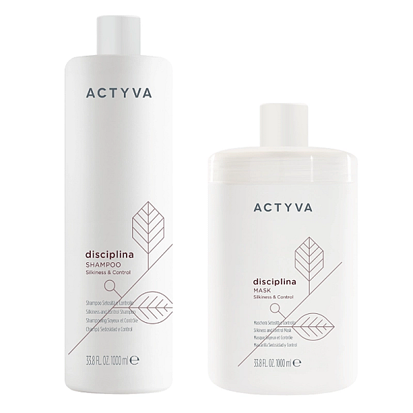 Pachet pentru disciplinarea parului rebel new actyva disciplina - sampon 1000ml, masca 1000ml