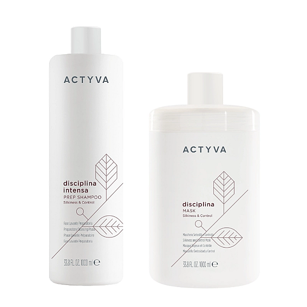 Pachet pentru par indisciplinat new actyva disciplina - pre-sampon 1000ml, masca 1000ml