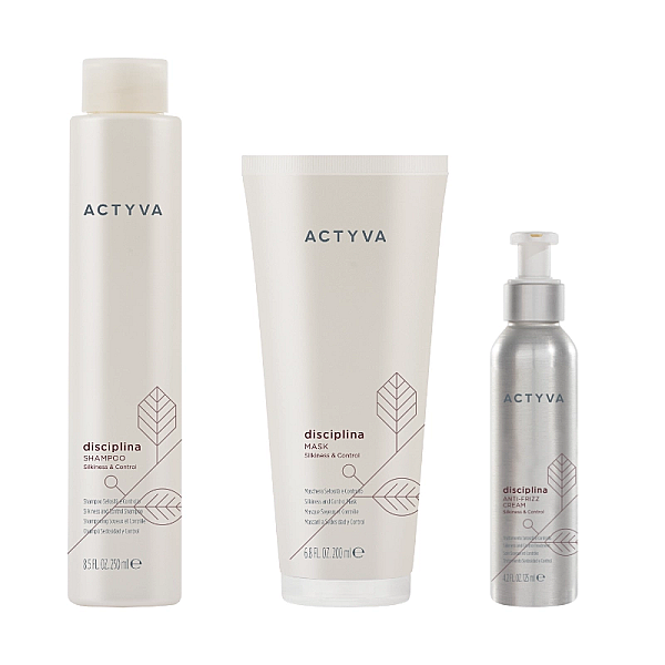 Pachet pentru par indisciplinat new actyva disciplina - sampon 250ml, masca 200ml, crema 125ml