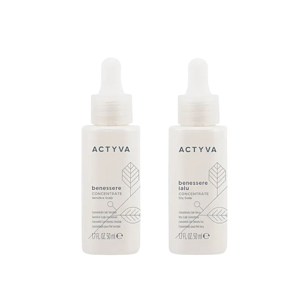 Pachet scalp sensibil new actyva benessere - concentrat hidratant 50ml, concentrat calmant 50ml