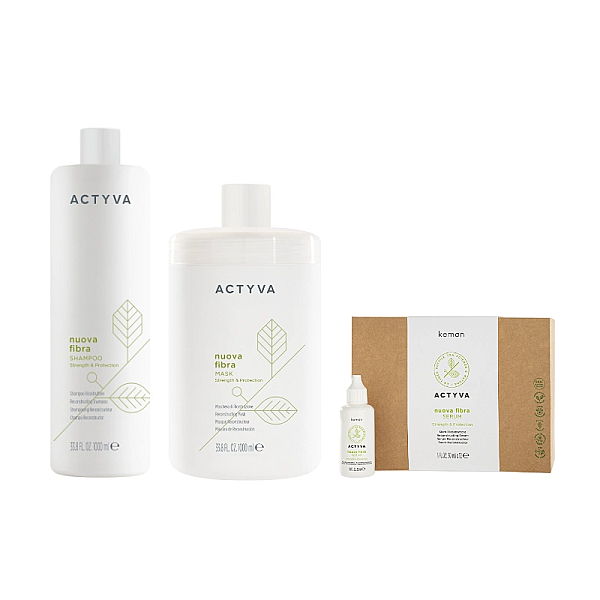 Pachet pentru par deteriorat new nuova fibra - sampon 1000ml, masca 1000ml, tratament 12x30ml