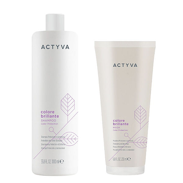 Pachet pentru par vopsit new actyva colore brillante - sampon 1000ml, masca 200ml
