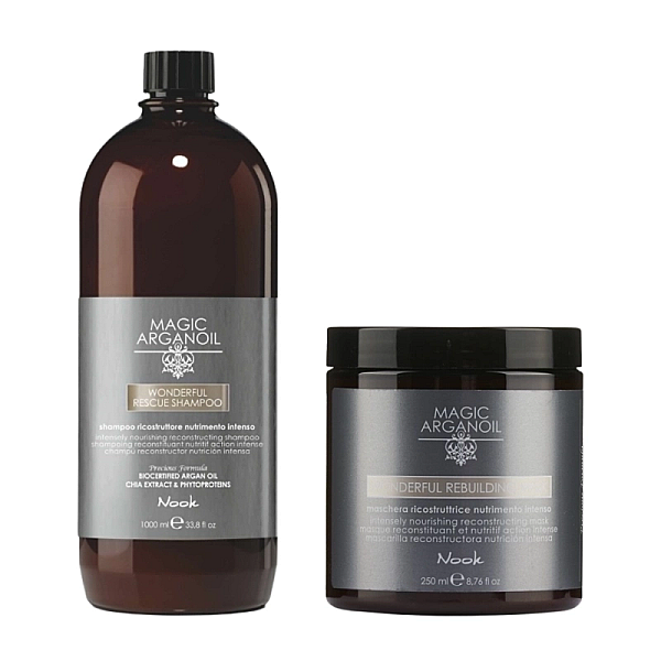 Pachet restructurare wonderful magic argan oil - sampon 1000ml, masca 250ml