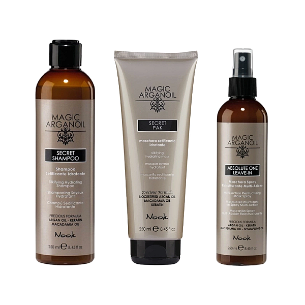 Pachet hidratare secret magic argan oil - sampon 250ml, masca 250ml, masca leave-in 250ml