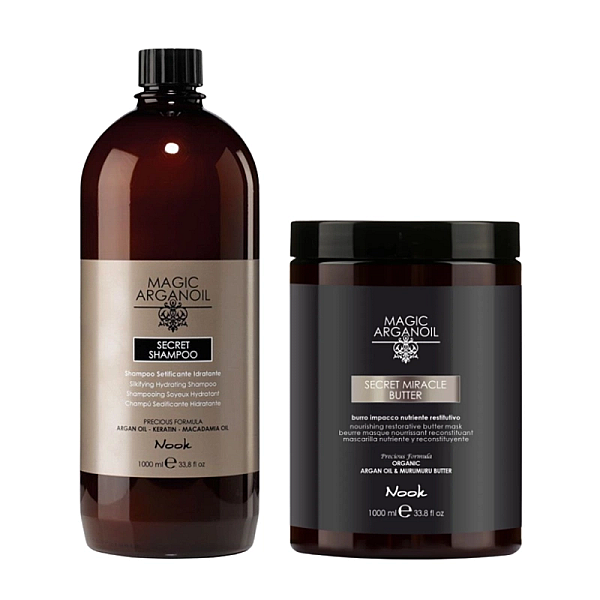 Pachet hidratare secret magic argan oil - sampon 1000ml, unt 1000ml