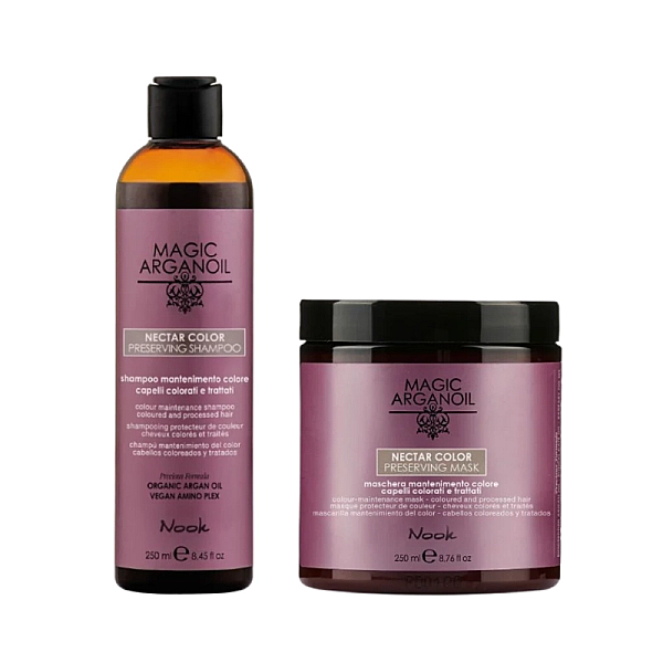 Pachet protejarea culorii parului vopsit nectar color magic argan oil - sampon 250ml, masca 250ml