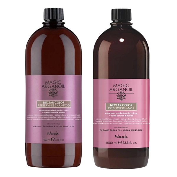 Pachet protejarea culorii parului vopsit nectar color magic argan oil - sampon 1000ml, masca 1000ml