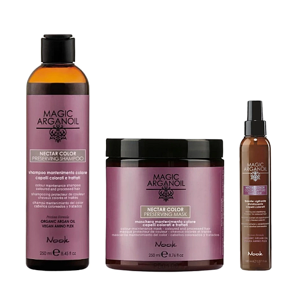 Pachet par vopsit nectar color magic argan oil - sampon 250ml, masca 250ml, booster 150ml