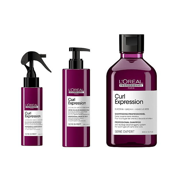 Pachet par ondulat sau cret curl expression - sampon-gel 300ml, crema leave-in  250ml, spray 190ml