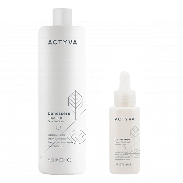 Pachet pentru scalp sensibil new actyva benessere - sampon 1000ml, concentrat calmant 50ml