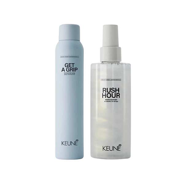 Pachet styling - spray accelerator pentru uscare rush hour 200ml, spray uscat get a grip 200ml